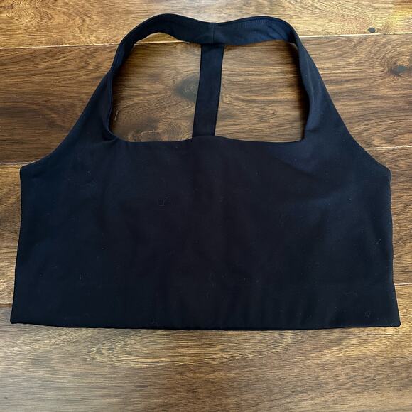 Girlfriend Collective Pamela Halter Bra black square neck T-back sport large - Picture 2 of 5